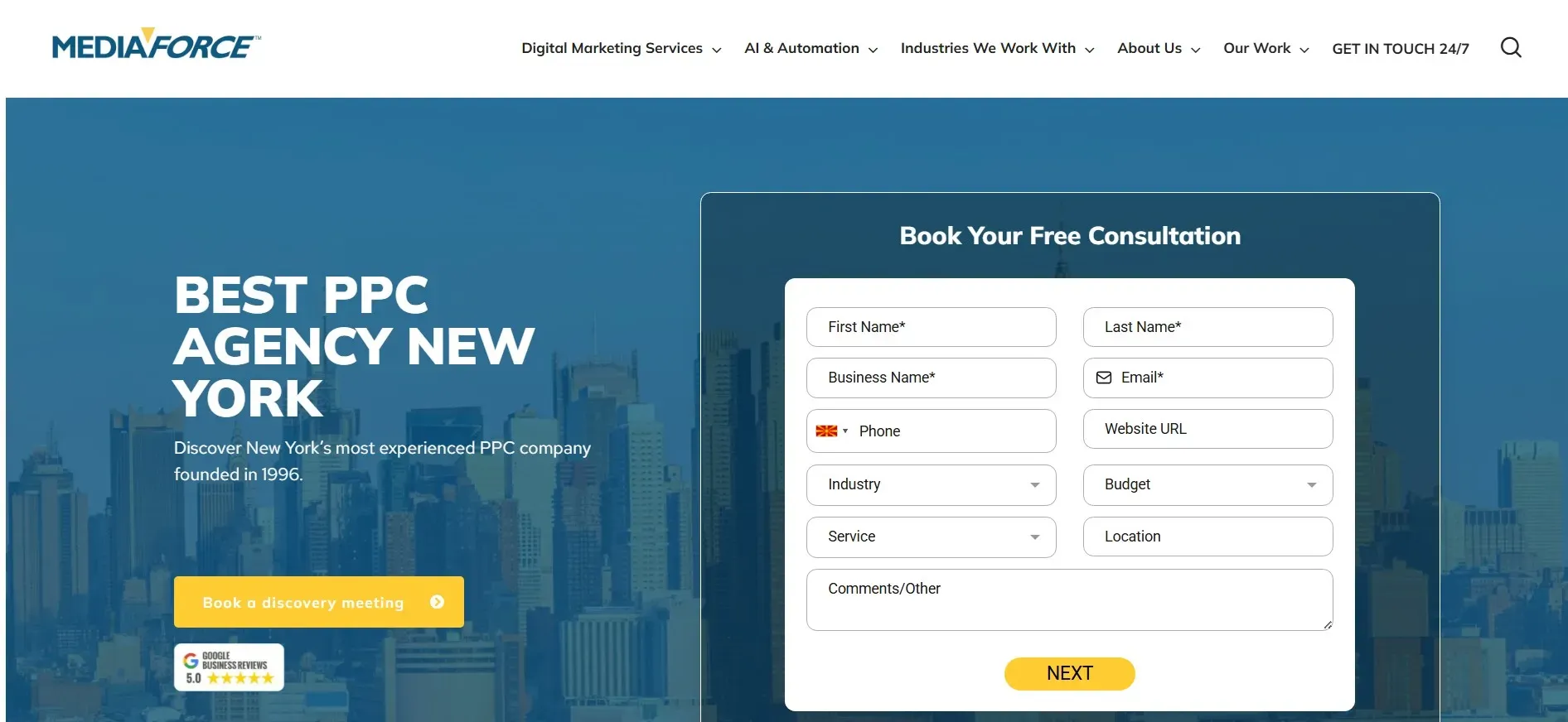 Mediaforce runs PPC campaigns for New York businesses seeking leads.